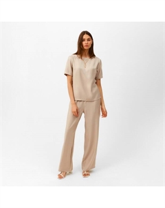 Костюм женский (футболка, брюки) : Enjoy цвет бежевый, размер 46 Minaku