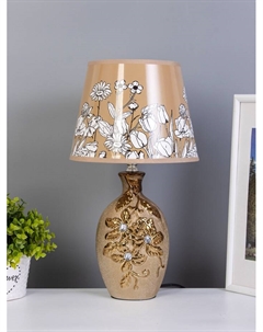 Лампа настольная керамика «Цветы-лиана» бронза, стразы Е14 40 Вт Risalux