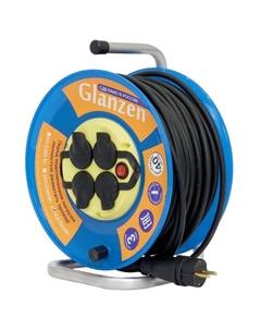 Удлинитель силовой на катушке с выкл. 4 гн. КГ 3х2,5 IP44 арт. EB-40-011 Glanzen