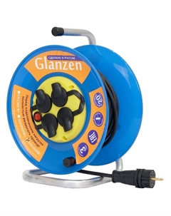 Удлинитель силовой на катушке с выкл. 4 гн. КГ 3х1,5 IP44 арт. EB-20-009 Glanzen