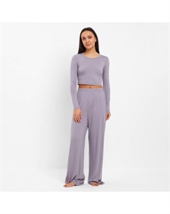 Комплект женский (лонгслив, брюки) : Home collection цвет серый, размер 48 Minaku