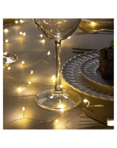 Гирлянда «Мишура» 10 м роса, IP20, серебристая нить, 200 LED, свечение тёплое белое, 12 В Luazon lighting