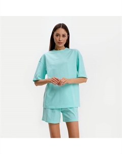 Пижама женская (футболка, шорты) Basic, размер 48-50, бирюзовая Kaftan