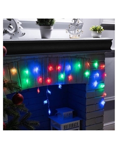 Гирлянда «Бахрома» 1.8×0.5 м с насадками «Звёзды», IP20, прозрачная нить, 48 LED, свечение мульти (RG/RB), мигание, 220 В Luazon lighting