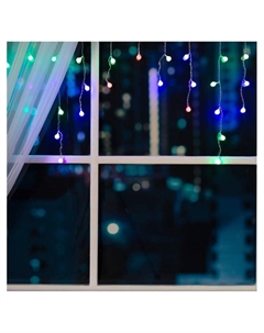 Гирлянда «Бахрома» 1.8×0.5 м с насадками «Шарики», IP20, прозрачная нить, 48 LED, свечение мульти (RG/RB), мигание, 220 В Luazon lighting