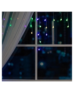 Гирлянда «Бахрома» 3×0.5 м с насадками «Шарики», IP20, прозрачная нить, 80 LED, свечение мульти (RG/RB), мигание, 220 В Luazon lighting