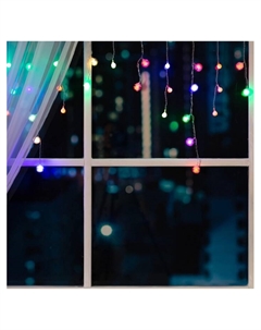 Гирлянда «Бахрома» 1.8×0.5 м с насадками «Шарики и ёжики», IP20, прозрачная нить, 48 LED, свечение мульти (RG/RB), мигание, 220 В Luazon lighting