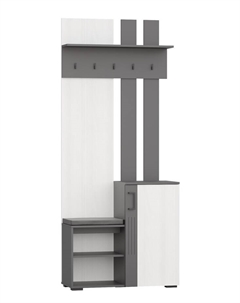 Шкаф в прихожую «ДУЭТ», с вешалкой, с полками, 900×380×2200 мм, цвет графит/рамух белый/МДФ графит Гранд кволити