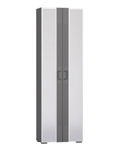 Шкаф в прихожую «ДУЭТ», с полками, с штангой, 700×380×2200 мм, цвет графит/рамух белый/МДФ графит Гранд кволити