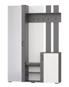 Прихожая «ДУЭТ», 1490×380×2200 мм, цвет графит/рамух белый/МДФ графит Гранд кволити