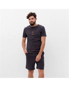 Пижама мужская (футболка, шорты) i`m resting, размер 52, серая Kaftan