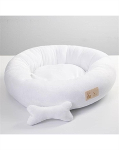 Лежанка с косточкой, 45х35х11 см, белая Пушистое счастье