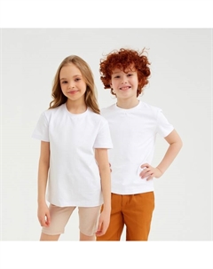 Футболка детская однотонная : Basic line, белая, рост 122 Minaku