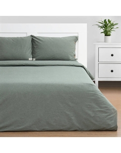 Постельное бельё евро «» Denim, жатый хлопок, оливковое Этель