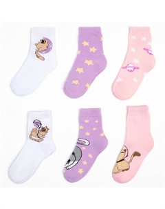 Подарочный набор носков «Космо-котики», адвент, 6 пар, 14-16 см Kaftan