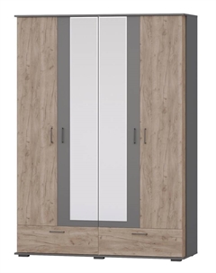 Шкаф четырёхдверный «ДАЛЛАС», 2 ящика, 160×56×2220 мм, цвет графит/дуб крафт табачный Гранд кволити