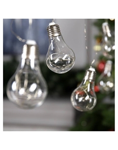 Гирлянда «Нить» 3 м с насадками «Лампочки», IP20, серебристая нить, 100 LED, свечение синее, 3.5 В Luazon lighting