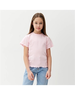 Футболка для девочки однотонная : Basic line, розовая, рост 134 см Minaku