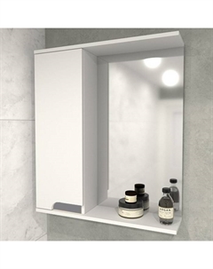 Шкаф-зеркало Леон 60, левый, цвет серый, 15 х 60 х 70 Logro