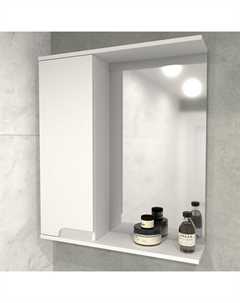 Шкаф-зеркало Леон 60, левый, цвет белый, 15 х 60 х 70 Logro