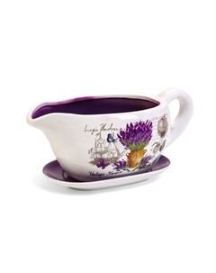 Горшок для цветов в форме кувшина «Агнес: лаванда» керамический, с поддоном, 1.1 л, 25×11×11 см, бело-фиолетовый Greengo