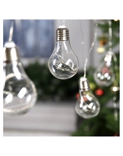 Гирлянда «Нить» 3 м с насадками «Лампочки», IP20, серебристая нить, 100 LED, свечение белое, 3.5 В Luazon lighting