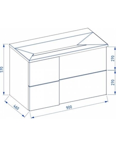 Тумба под умывальник Nelli 90 (антрацит п/мат/бетон) Lauter