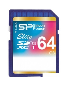 Карта памяти SDXC Elite UHS-1 (Class 10) 64 GB (SP064GBSDXAU1V10) Silicon power