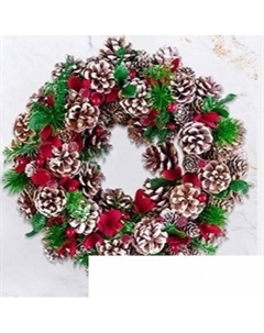 Рождественский венок Заснеженные шишки 450087 (красный/зеленый) Elan gallery