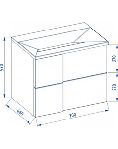Тумба под умывальник Nelli 70 (антрацит п/мат/бетон) Lauter