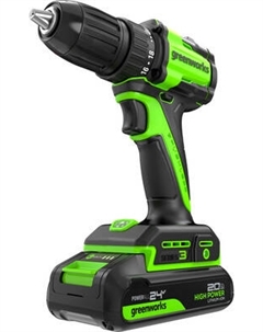 Аккумуляторная дрель-шуруповерт Greenworks DD345 бесщеточная 24V / 3708307CUA