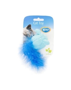 Игрушка для кошек Duvo Plus Мышка с хвостом из перьев / 1717021/DV Duvo plus