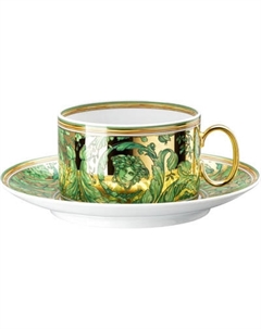 Чашка с блюдцем Versace Medusa Garland Green / 19335-409959-14640