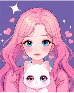 Набор алмазной вышивки Феникс+ Девочка с котенком / 70841 Feniks