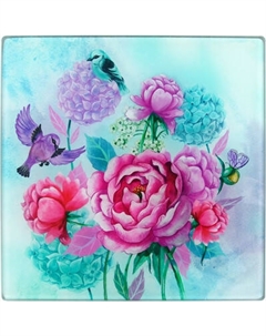 Разделочная доска Мультидом Пионы и птички VL48-15