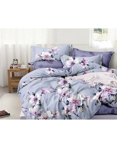 Комплект постельного белья Luxsonia Сиреневая дымка Евро с простыней на резинке / Ви27-341/220