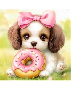 Набор алмазной вышивки Феникс+ Щенок с пончиком / 71362 Feniks