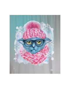 Шторка-занавеска для ванны JoyArty Зимняя прогулка кошечки / sc_290628 Joyarty