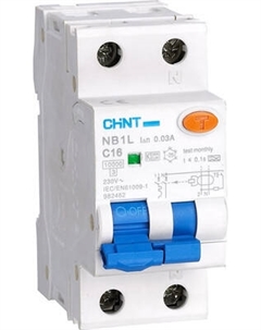 Дифференциальный автомат Chint NB1L 1P+N B25 30мА тип AC 10кА (R) / 203101