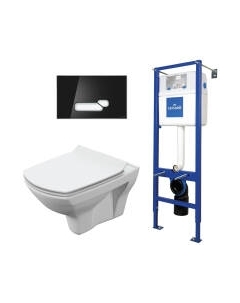 Унитаз подвесной с инсталляцией Cersanit Carina S-MZ-CARINA-XL-COn-S-DL-w + IN-MZ-VECTOR + BU-ACT/Blg/Gl