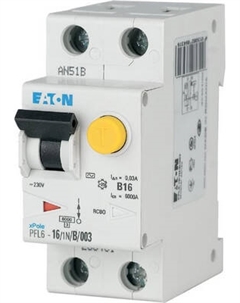 Дифференциальный автомат Eaton PFL6 1P+N 16А 30мА В 6кА 2М / 286431