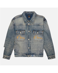 Мужская джинсовая куртка Distressed Seagull Print & Frayed Logo Patch Embroidery Denim Evisu