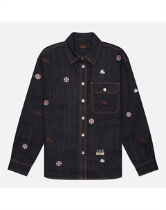 Мужская рубашка Allover Embroidery Regular Fit Denim Evisu
