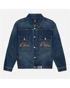 Мужская джинсовая куртка Distressed Seagull Print & Frayed Logo Patch Embroidery Denim Evisu