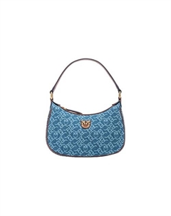 Сумка Cotton With Leather Shoulder Bag, Handbag, Shoulder Bag Medium Size Women's Blue Pinko