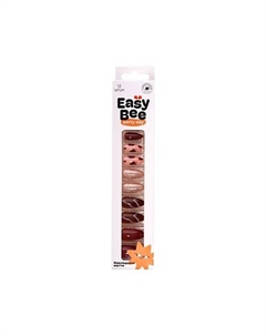 Набор накладных ногтей с клеевыми стикерами NAIL DAY Brown Gold Easybee