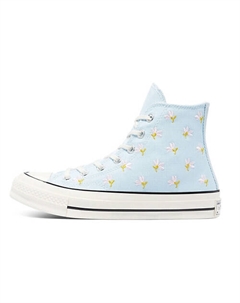 Кроссовки Chuck 70 Womens High Embroidered Floral Print Chambray Blue Womens Converse