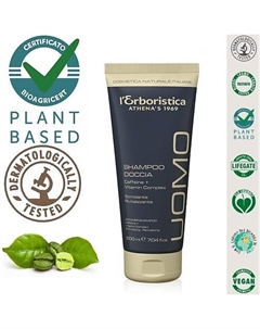 Органик Шампунь для волос/тела мужской с кофеином и витЕ стимулирующий рециркуляцию 200 L'erboristica