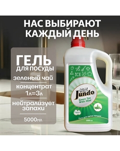 Средство для мытья посуды, концентрированный ЭКО-гель Premium Green tea with mint 5000 Jundo