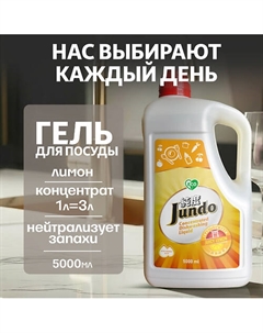 Средство для мытья посуды, концентрированный ЭКО-гель Premium Juicy lemon 5000 Jundo